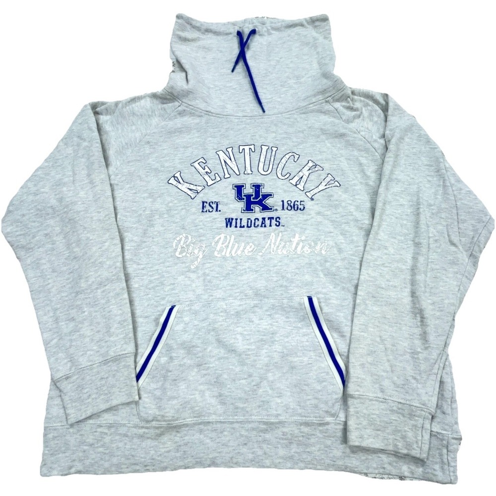 Kentucky Wildcats Sweatshirt Women Large Gray Pull Over Sweater High Turtle Neck